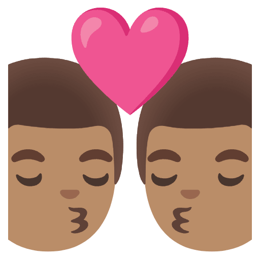 Kiss Man Man Medium Skin Tone Emoji from Noto Emojis Set