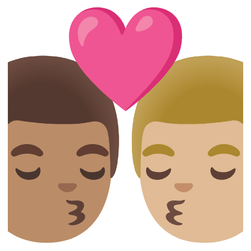Kiss Man Man Medium Skin Tone Medium Light Skin Tone Emoji from Noto Emojis Set