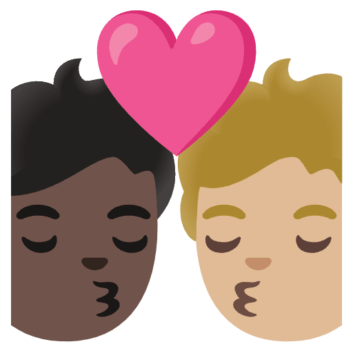 Kiss Person Person Dark Skin Tone Medium Light Skin Tone Emoji from Noto Emoji Set