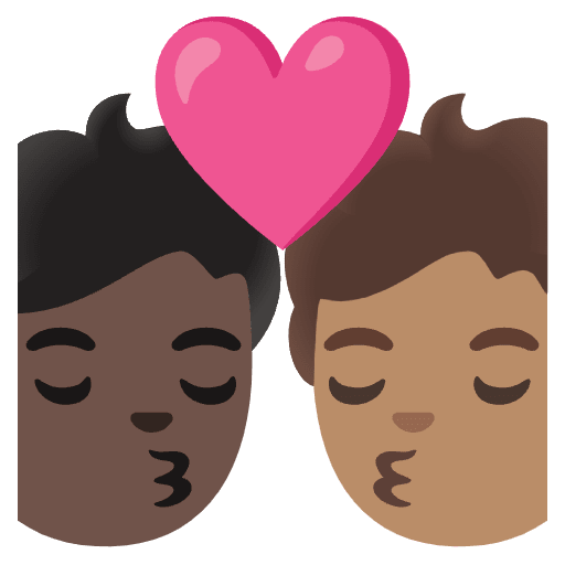 Kiss Person Person Dark Skin Tone Medium Skin Tone Emoji from Noto Emoji Set