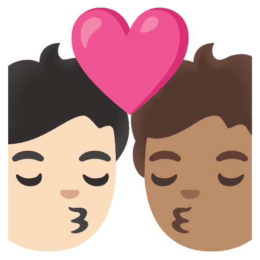 Kiss Person Person Light Skin Tone Medium Skin Tone Emoji from Noto Emoji Set