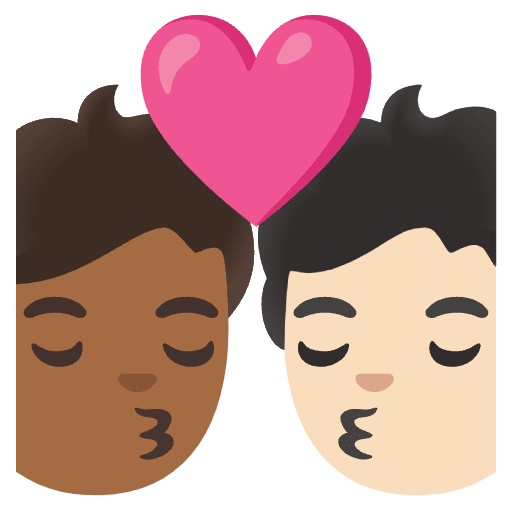 Kiss Person Person Medium Dark Skin Tone Light Skin Tone Emoji from Noto Emoji Set