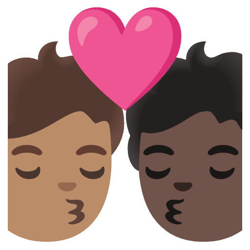 Kiss Person Person Medium Skin Tone Dark Skin Tone Emoji from Noto Emoji Set