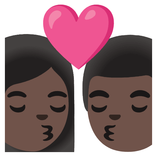 Kiss Woman Man Dark Skin Tone Emoji from Noto Emojis Set