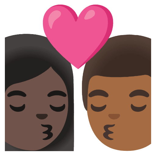 Kiss Woman Man Dark Skin Tone Medium Dark Skin Tone Element from Noto Emojis Set