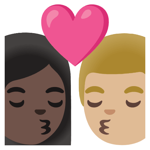 Kiss Woman Man Dark Skin Tone Medium Light Skin Tone Element from Noto Emojis Set