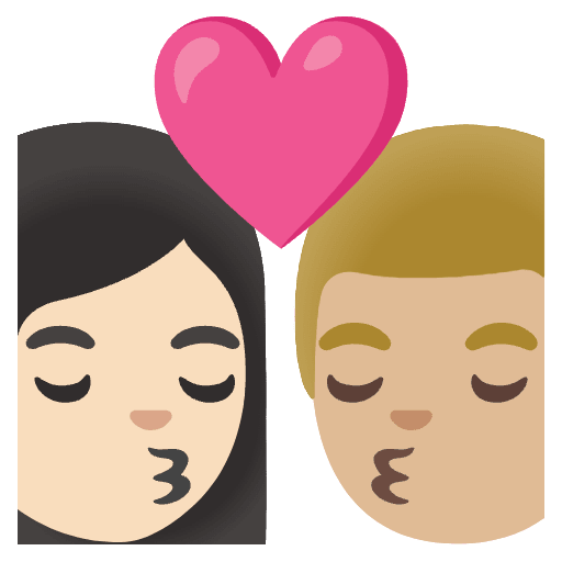 Kiss Woman Man Light Skin Tone Medium Light Skin Tone Emoji from Noto Emojis Set