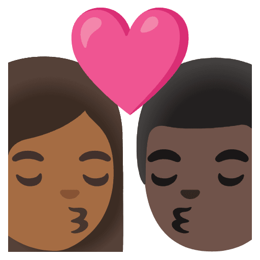 Kiss Woman Man Medium Dark Skin Tone Dark Skin Tone Element from Noto Emojis Set