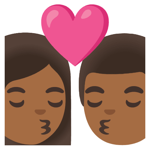 Kiss Woman Man Medium Dark Skin Tone Element from Noto Emojis Set