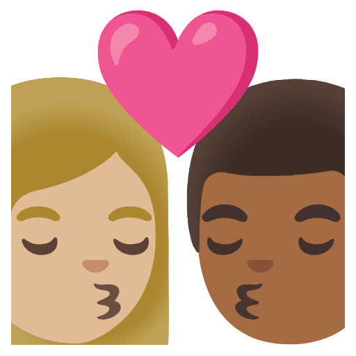 Kiss Woman Man Medium Light Skin Tone Medium Dark Skin Tone Emoji from Noto Emoji Set
