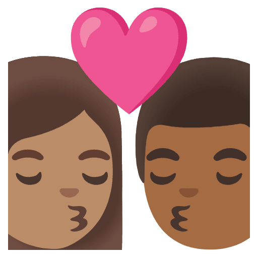 Kiss Woman Man Medium Skin Tone Medium Dark Skin Tone Emoji from Noto Emojis Set