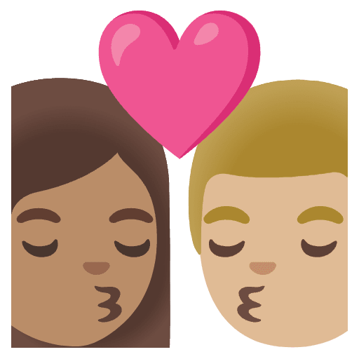 Kiss Woman Man Medium Skin Tone Medium Light Skin Tone Element from Noto Emojis Set