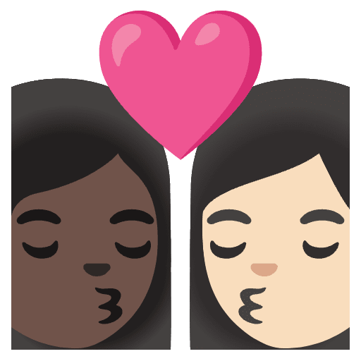 Kiss Woman Woman Dark Skin Tone Light Skin Tone Emoji from Noto Emoji Set