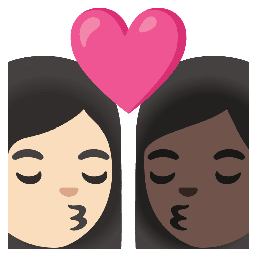 Kiss Woman Woman Light Skin Tone Dark Skin Tone Element from Noto Emojis Set