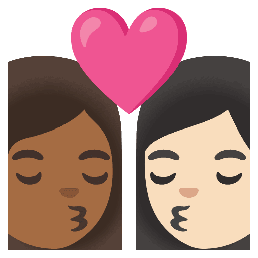 Kiss Woman Woman Medium Dark Skin Tone Light Skin Tone Element from Noto Emojis Set