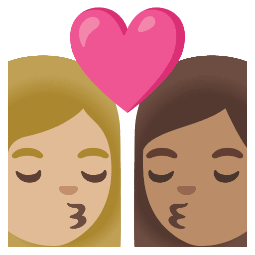 Kiss Woman Woman Medium Light Skin Tone Medium Skin Tone Element from Noto Emojis Set