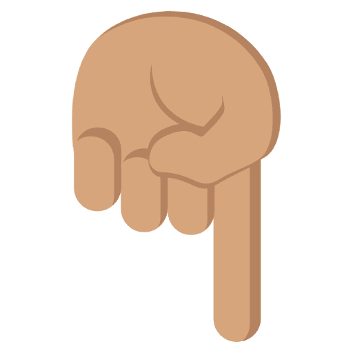 Left Hand Pointing Down Medium Skin Tone Emoji from EmojiTwo Colors Set