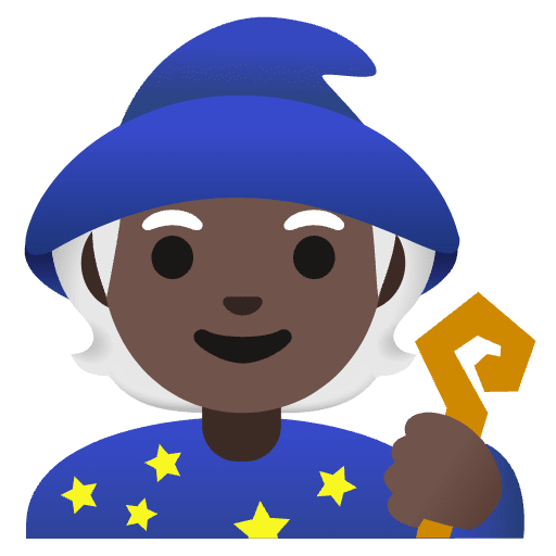 Mage Dark Skin Tone Emoji from Noto Emojis Set