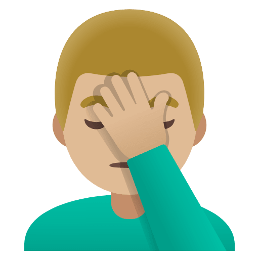 Man Facepalming Medium Light Skin Tone Emoji from Noto Emojis Set