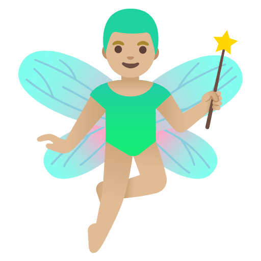 Man Fairy Medium Light Skin Tone Emoji from Noto Emoji Set
