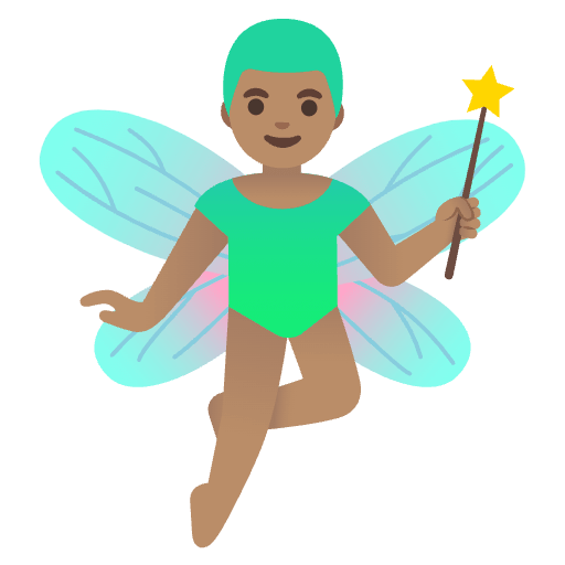 Man Fairy Medium Skin Tone Emoji from Noto Emoji Set