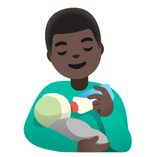 Man Feeding Baby Dark Skin Tone Emoji from Noto Emoji Set