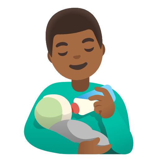 Man Feeding Baby Medium Dark Skin Tone Emoji from Noto Emojis Set