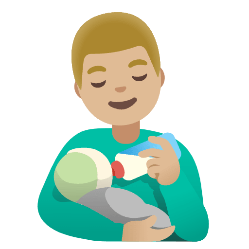 Man Feeding Baby Medium Light Skin Tone Emoji from Noto Emojis Set