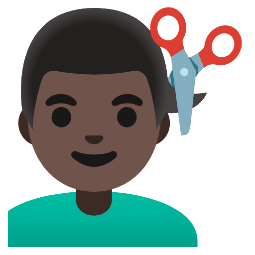 Man Getting Haircut Dark Skin Tone Emoji from Noto Emojis Set
