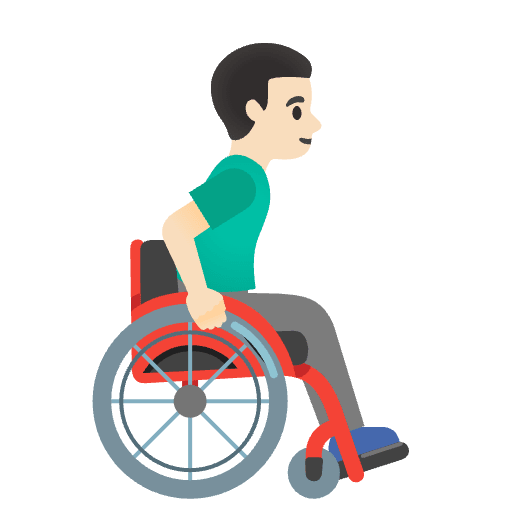 Man In Manual Wheelchair Facing Right Light Skin Tone Emoji from Noto Emoji Set