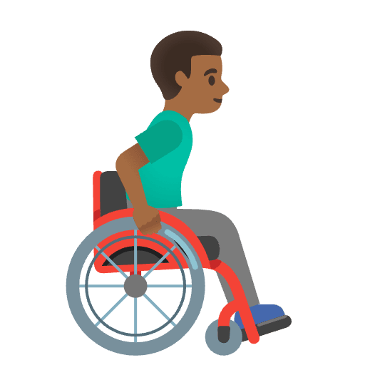 Man In Manual Wheelchair Facing Right Medium Dark Skin Tone Emoji from Noto Emojis Set