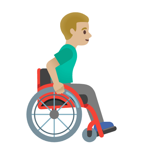 Man In Manual Wheelchair Facing Right Medium Light Skin Tone Emoji from Noto Emojis Set