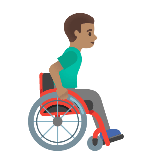 Man In Manual Wheelchair Facing Right Medium Skin Tone Emoji from Noto Emojis Set