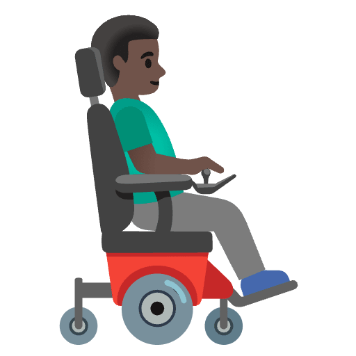 Man In Motorized Wheelchair Facing Right Dark Skin Tone Emoji from Noto Emojis Set