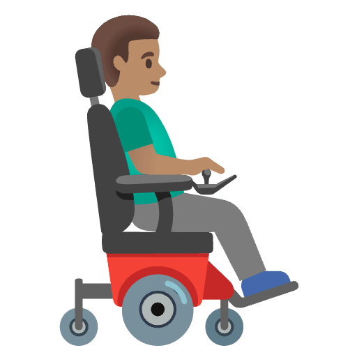 Man In Motorized Wheelchair Facing Right Medium Skin Tone Emoji from Noto Emojis Set