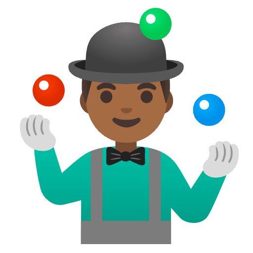 Man Juggling Medium Dark Skin Tone Emoji from Noto Emojis Set