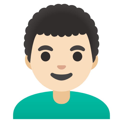 Man Light Skin Tone Curly Hair Emoji from Noto Emoji Set