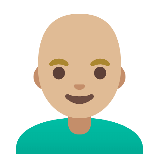 Man Medium Light Skin Tone Bald Element from Noto Emojis Set