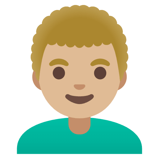 Man Medium Light Skin Tone Curly Hair Emoji from Noto Emoji Set