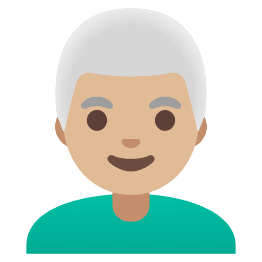Man Medium Light Skin Tone White Hair Element from Noto Emojis Set