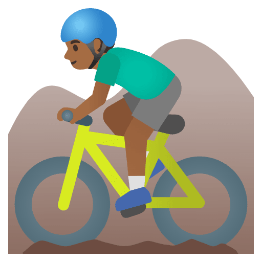 Man Mountain Biking Medium Dark Skin Tone Emoji from Noto Emojis Set