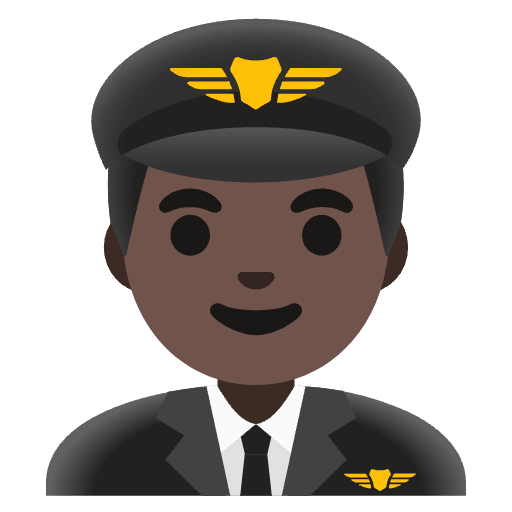 Man Pilot Dark Skin Tone Emoji from Noto Emojis Set