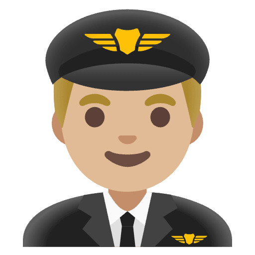 Man Pilot Medium Light Skin Tone Emoji from Noto Emojis Set
