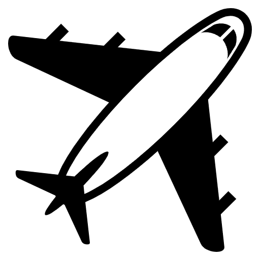 North East Facing Airplane Emoji from EmojiTwo Black Set
