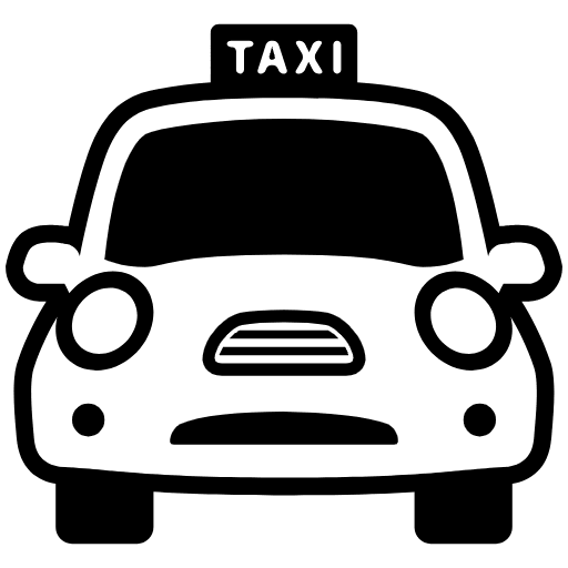 Oncoming Taxi Emoji from EmojiTwo Black Set