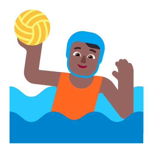 Person Playing Water Polo Flat Medium Dark Emoji from Fluent Emoji Flat Set