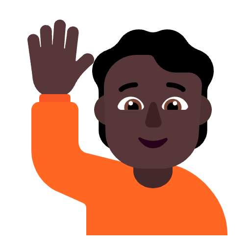 Person Raising Hand Flat Dark Emoji from Fluent Emoji Flat Set