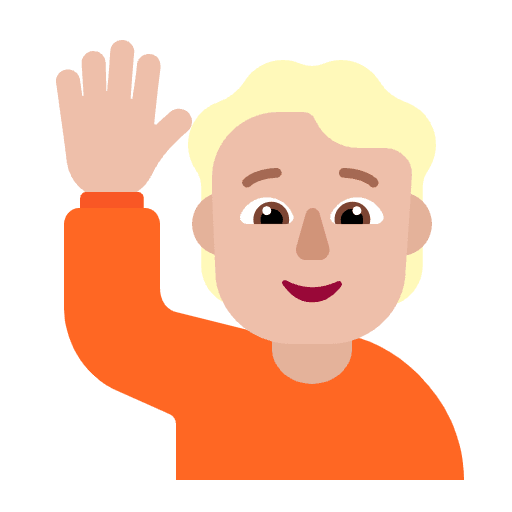 Person Raising Hand Flat Medium Light Emoji from Fluent Emoji Flat Set
