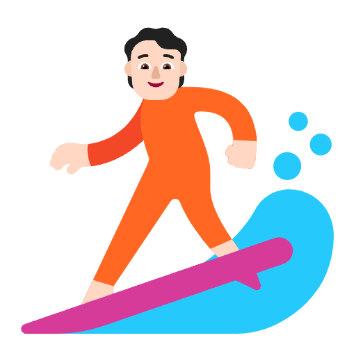 Person Surfing Flat Light Element from Fluent Emoji Flat Set
