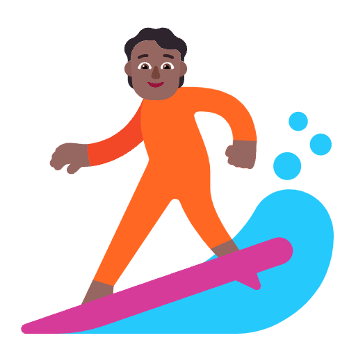 Person Surfing Flat Medium Dark Emoji from Fluent Emoji Flat Set